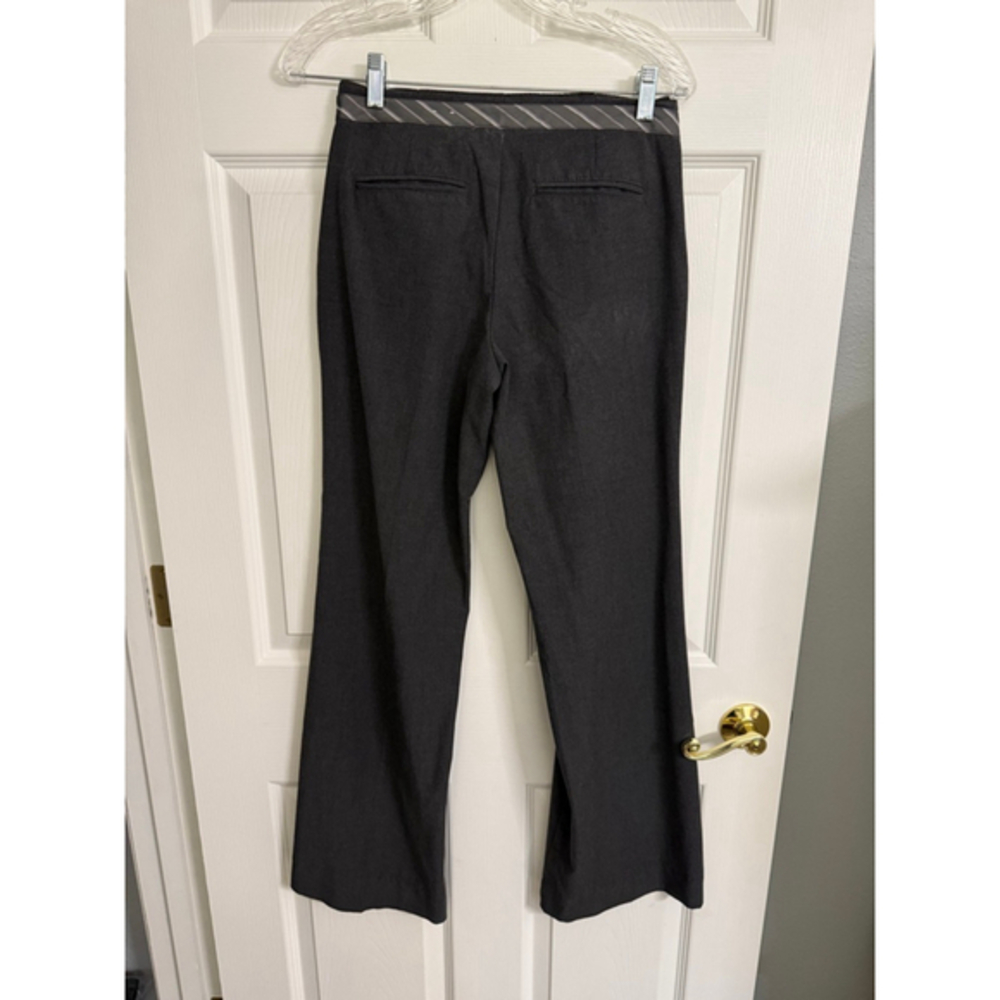 Flared Leg Dress Pants Old Navy Gray Size 4 w/Faux Belt Low waist Stretch